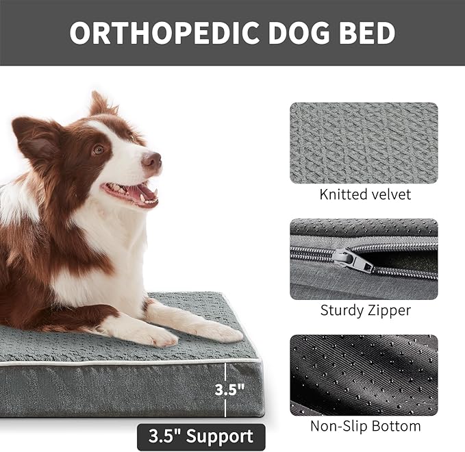 Dog Crate Bed Medium Size Dog Beds,Large Orthopedic Washable Dogs Bed,Waterproof Cover Plush Kennel Comfort Pet Beds Mat,Egg Foam Dog Pad