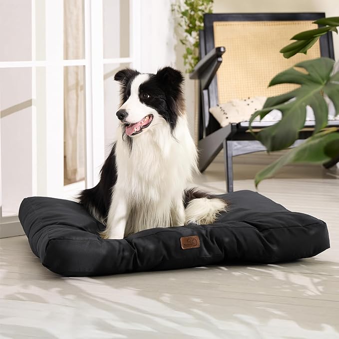 Bedsure Dog Beds Large Sized Dogs - Washable Pet Bed Mattress with Oxford Fabric, Pet Pillow Cushion for Crate, Grey Dog Mat Outdoor, 36x27x4, Black