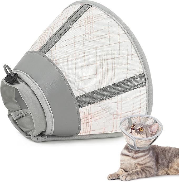 Supet Cat Cone Collar Soft, Air Mesh Recovery Collar to Stop Licking, Breathable Neck Cone Alternative for Small Kitten, Lightweight Cat Head Cone Anti Scratch (S)