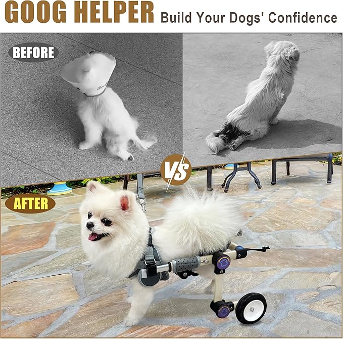 Adjustable Dog Wheelchair for Back Legs Mobility Support Lightweight Pet Wheelchair for Disabled Hind Legs Walking Stable Dog Cart for Pets