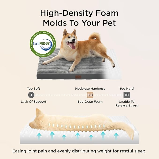 Bedsure Dog Bed Medium Size Dog - Orthopedic Pet Beds with Removable Machine Washable Cover, NOT Waterproof Egg Crate Foam Puppy Pad, Suitable for Pet Up to 35 lbs, 29"x18"