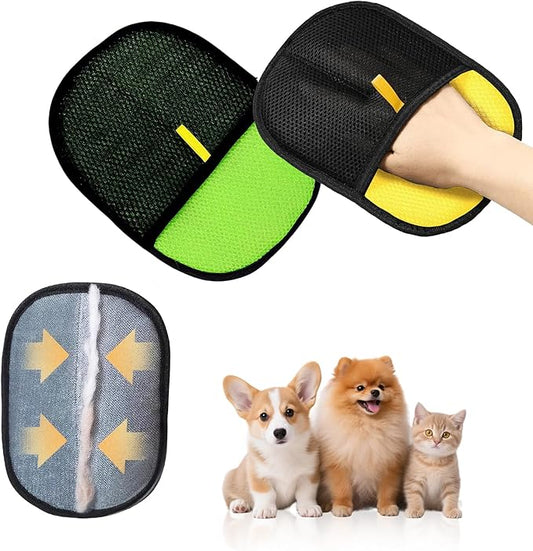 2Pcs Electrostatic Pet Hair Remover Glove for Dogs & Cats Newly Upgraded 2-in-1 Reusable Electrostatic Pet Hair Remover Tool Multipurpose Grooming and Massage Gloves for Clothing Couch Carpet Car Seat
