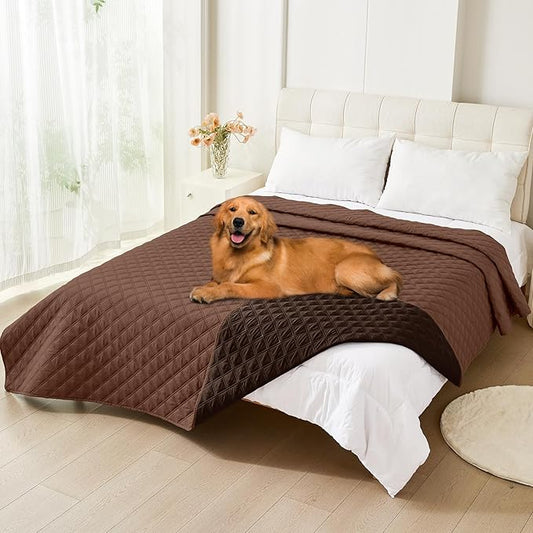 Smiry Waterproof Dog Blanket, Reversible Dog Bed Cover Pet Blanket, Soft Pet Couch Covers for Sofa Washable, Bed Couch Sofa Furniture Protector for Puppy Cat Kids (82"x120", Brown/Chocolate)