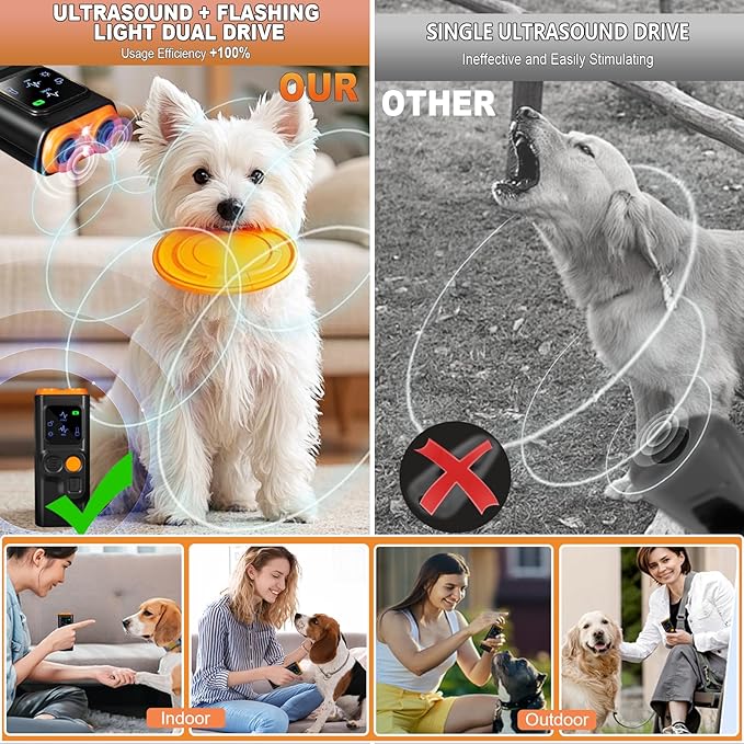 2025 U.S. Design - Bark Shield for Dogs [200% Frequency Modulated Ultrasound - German Control Chip] [100% Safe] 1-Second Activation, Dog Bark Deterrent Devices for Indoor and Outdoor Use (Orange)