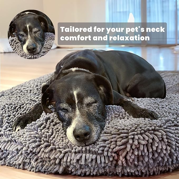 Muddy Mat®Cloud K-9 Bed for Dogs & Cats, Soft & Relaxing Round Dog Bed, Chenille Material, Removable Cover, Washable & Dryer Safe–Grey Medium(35'x35')