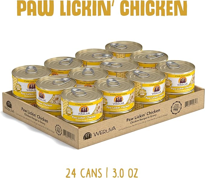 Weruva Classic Cat Food, Paw Lickin’ Chicken with Chicken Breast in Gravy, 3oz Can (Pack of 24)