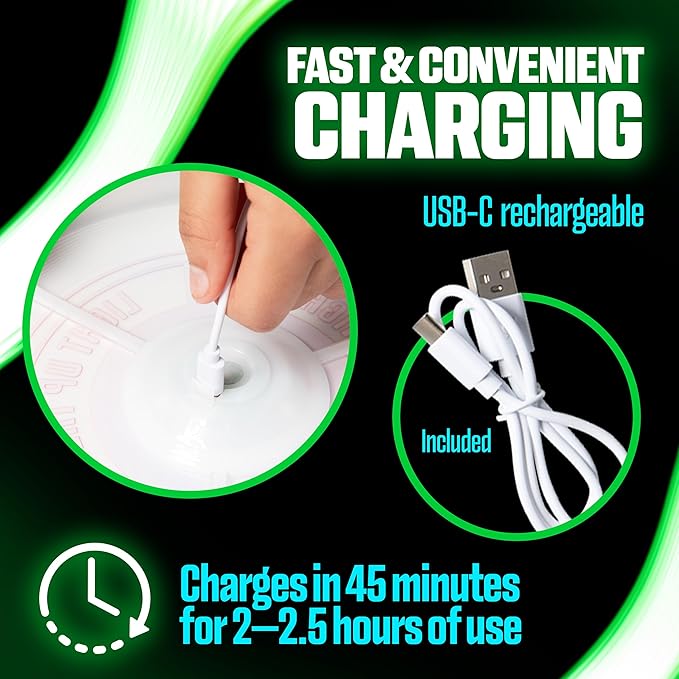 GlowCity Glider LED Glow-in-The-Dark Flying Disc – Bright, Rechargeable, Durable, Water-Resistant, 12 Color Modes, Perfect for Evenings and Night Time, Outdoor Fun, and a Great Gift for All Ages