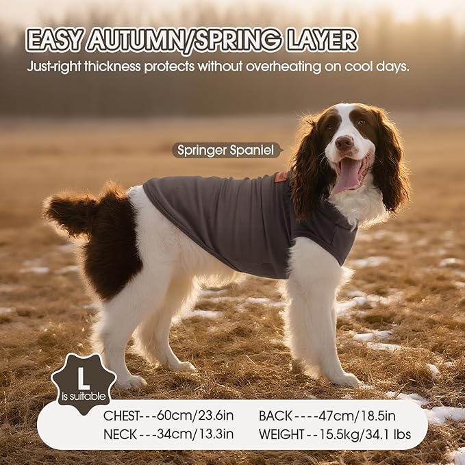 FUAMEY 2 Pack Dog Fleece Vest for Large Dogs,Shih Tzu Frenchie Stretchy Dog Sweatshirts Warm Dogs Pullover Winter Pet Sweaters with Leash Hole Puppy Turtleneck Sleeveless Grey L