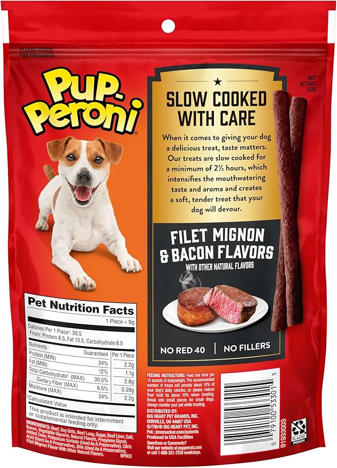 Pup-Peroni Filet Mignon & Bacon Flavor Dog Treats, 5.6 Ounce (Pack of 8)