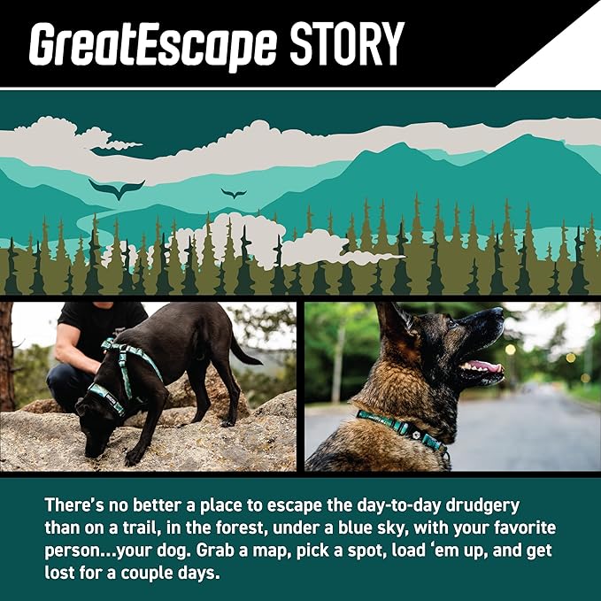 Wolfgang Heavy Duty Adjustable Dog Harness, Pull-Tested to Over 800 lbs for Walking & Training, GreatEscape Print, Medium