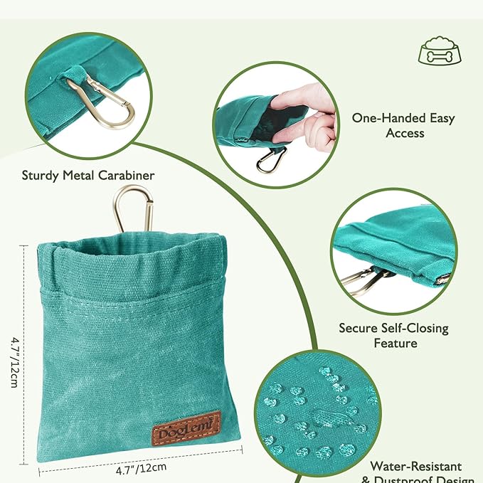 ETIAL Dog Treat Pouch,Portable Puppy Dog Training Treat Bag,Hand Free Dog Walking Bag,Auto Closing Pet Feed Snack Reward Pocket,Dog Food Dispenser for Pet Puppy Travel or Outdoor Use (Coral Green)