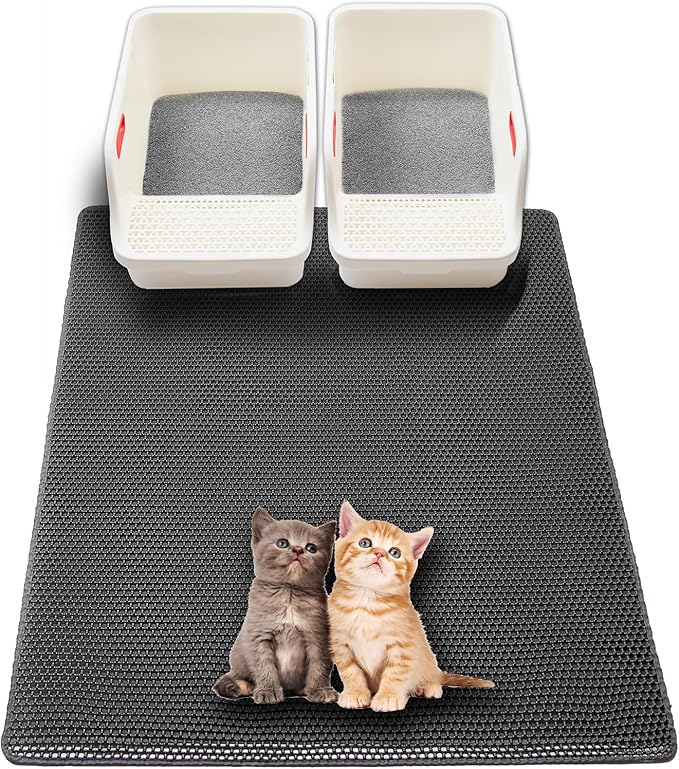 Extra Large Cat Litter Mat, XL 47"x28" Litter Trapping Mat for Cat,Litter Box Matt for indoor, 2 Layer Catcher Rug for Multiple-Pet kitty Litterbox, Waterproof Urine Proof,Clean Easily,Non-Slip