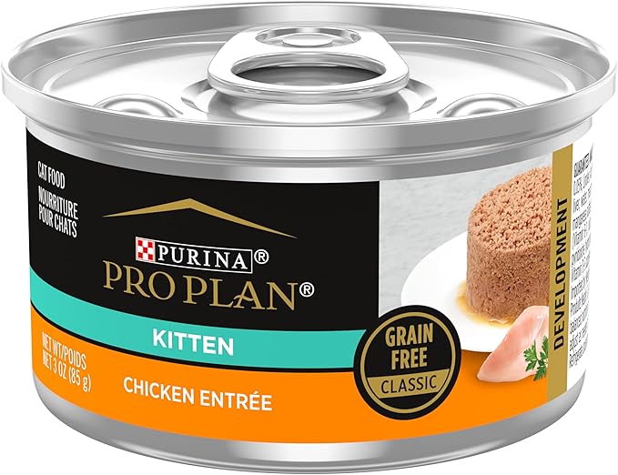 Purina Pro Plan Grain Free Pate Wet Kitten Food, Chicken Entree - (Pack of 24) 3 oz. Pull-Top Cans