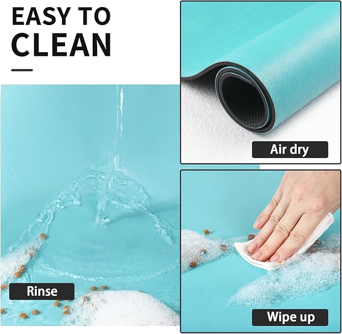 Pet Feeding Mat - Absorbent Dog Mat for Food and Water, No Stains Cat Bowl Mat, Easy to Clean Pet Placemats, Quick Dry Dog Water Dispenser Mat for Messy Drinkers | Paw Teal 16"x 24"