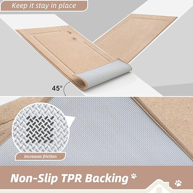 BEQHAUSE Dog Door Mat for Muddy Paws 24"x36" Dirt Trapper Absorbent Doormat Non Slip Entryway Rugs Washable Stain Resistant Welcome Floor Mat Soft Low-Profile for Front Back Door, Beige