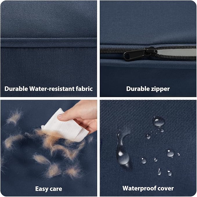 BFPETHOME Outdoor Dog Bed for Medium, Large, Extra Large Dogs - Waterproof, Orthopedic With Removable Washable Cover, Egg Crate Foam Mat (42 x 30 in, Navy)