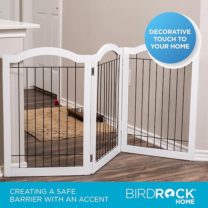 Internet's Best Wire Dog Gate with Arched Top - 3 Panel - 30" Tall - White