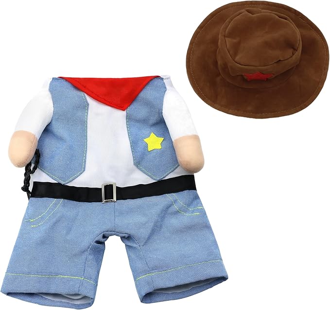 NACOCO Halloween Cowboy Dog Costume - Pet Clothes Costumes with Hat for Dog and Cat Blue(L)