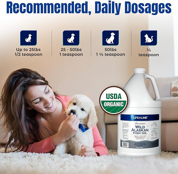 Life Line Pet Nutrition Wild Alaskan Fish Oil for Dogs and Cats 66oz – Omega 3 Fish Oil Supplement for Skin & Coat – Supports Brain, Eye & Heart Health in Dogs & Cats