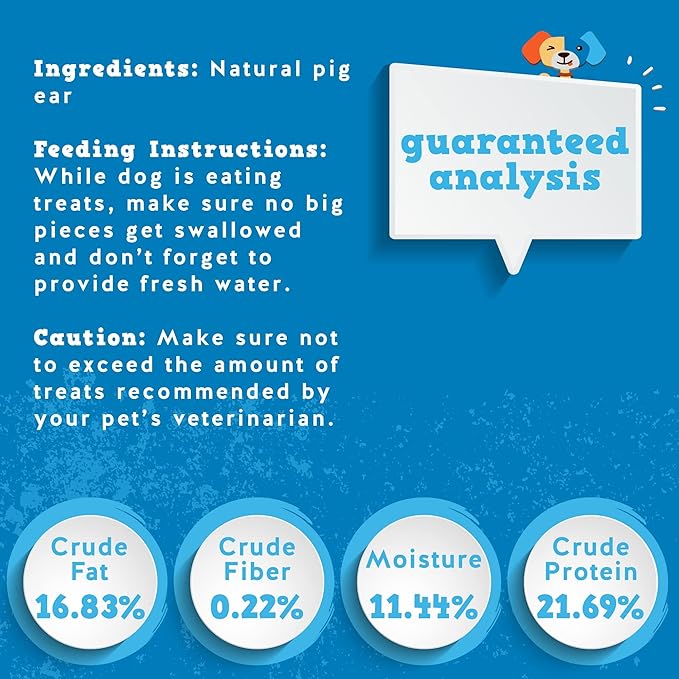 Jack & Pup Pig Ears Slivers (1lb) - Premium Natural Dog Chews, Pork Pig Ears, Healthy Dog Treats, Odor Free, Excellent Rawhide Alternative