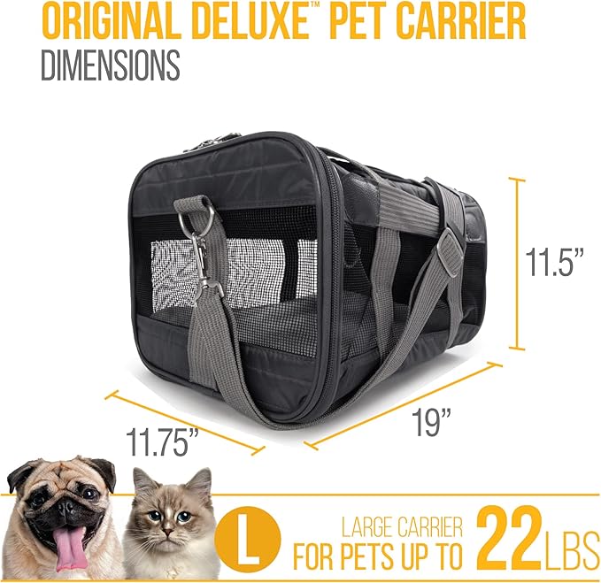 Sherpa Original Deluxe Travel Pet Carrier, Airline Approved - Charcoal Gray, Large