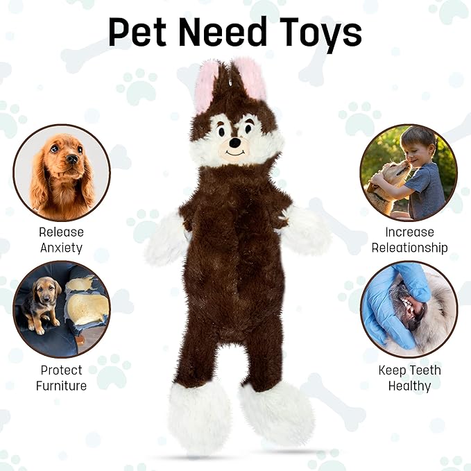 FGA MARKETPLACE Pack of 5 Flat NO Stuffing NO Squeak Plush Dog Toys, Funny Style Will Entertain Your Pet for Hours, Recommended for Small and Medium Dog 21 INCH Long