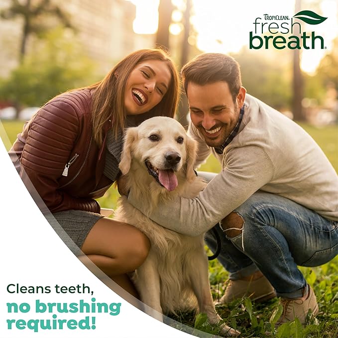TropiClean Fresh Breath Dog Toothpaste for Teeth Cleaning, Breath Freshener, Easy Plaque & Tartar Remover Gel, No Toothbrush Needed, Peanut Butter, 4oz.