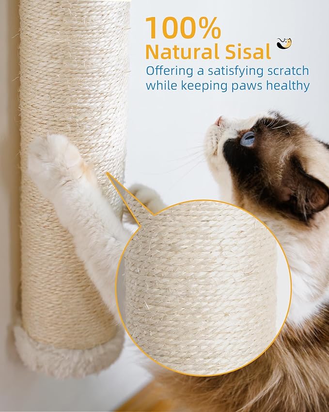 2-Pack 34-Inch Cat Wall Scratcher, Sturdy Sisal Wall Mounted Cat Scratching Posts for Indoor Large Adult Cats Climb Stretch Play