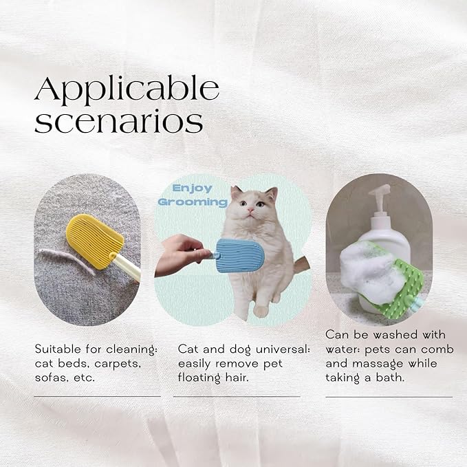 Cat Brush,Soft Cat Brush,Pet Brushes for Shedding,Soft Comb, Short or Long Haired Cats,Pet Grooming,Bath and Massage Brushes(3 pcs)