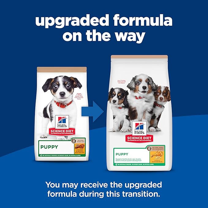 Hill's Science Diet Puppy, Puppy Premium Nutrition, Dry Dog Food, No Corn, Wheat, Soy Chicken & Brown Rice, 4 lb Bag