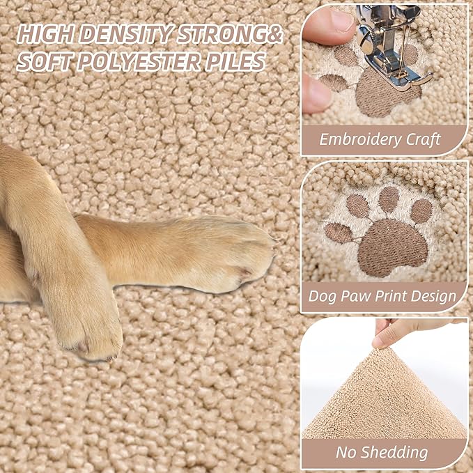 BEQHAUSE Dog Door Mat for Muddy Paws 24"x36" Dirt Trapper Absorbent Doormat Non Slip Entryway Rugs Washable Stain Resistant Welcome Floor Mat Soft Low-Profile for Front Back Door, Beige