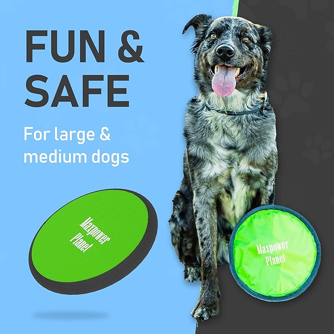 Maxpower Planet 10" Dog Flying Disc X2 Pack - Soft to Catch Dog Toy - Gliding Toy for Pets - Lightweight Flying Disc - Easy to Spot Flyer Discs Puppy Toys
