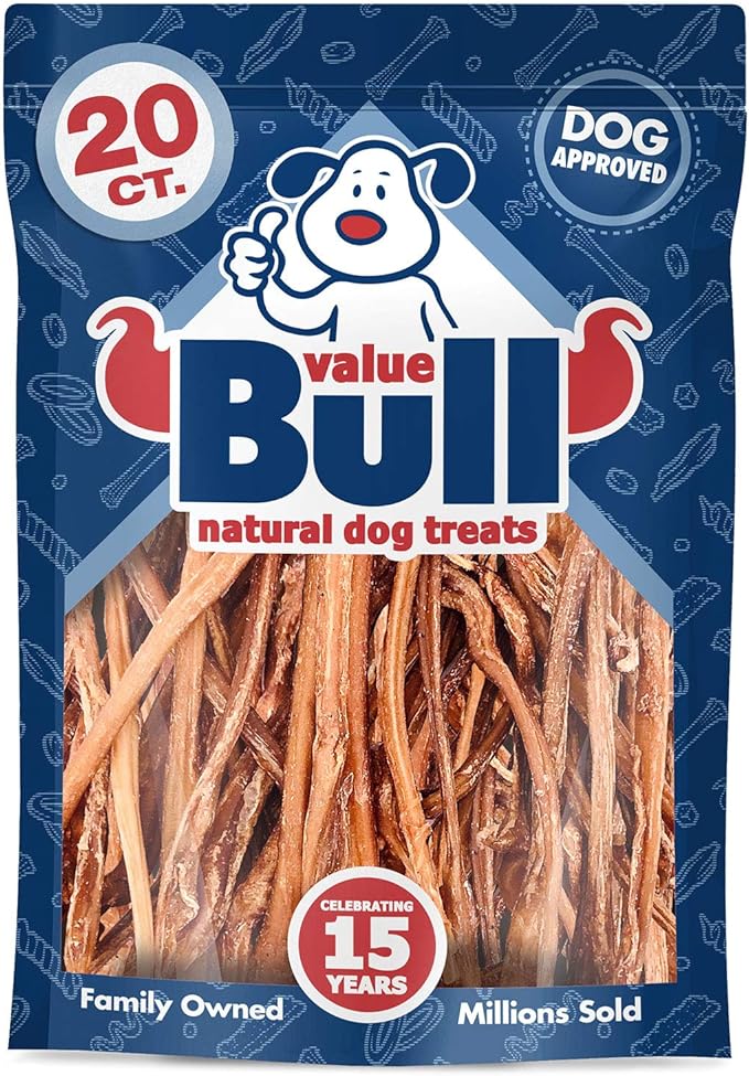 ValueBull Lamb Pizzle Sticks, 20 Count - Natural Dog Treats, Grass-Fed