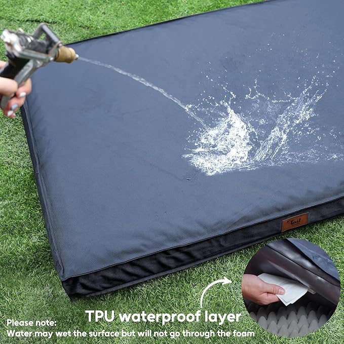 Orthopedic Dog Bed for Medium Dogs - Waterproof Outdoor Protection with Egg Crate Foam, Removable & Machine Washable Oxford Cover, 30x20 Inch, Navy