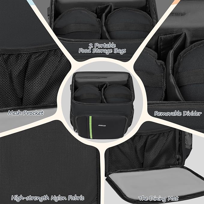 ANILD Dog Travel Backpack - Airline Approved Double-layer Pet Travel Backpack with 2 Food Storage Bag and 2 Foldable Silicone Bowls for Hiking & Camping