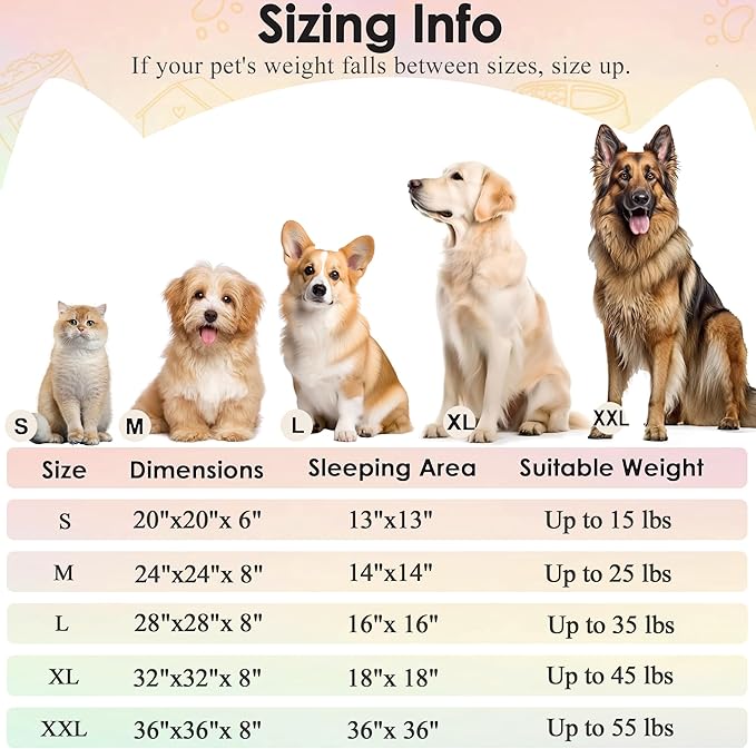 Extra Large Dog Beds, 36 Inch Human Dog Anxiety Relief Squishmallow Comfort Bed, Indestructible & Chew Proof Pet Beds (Rainbow)