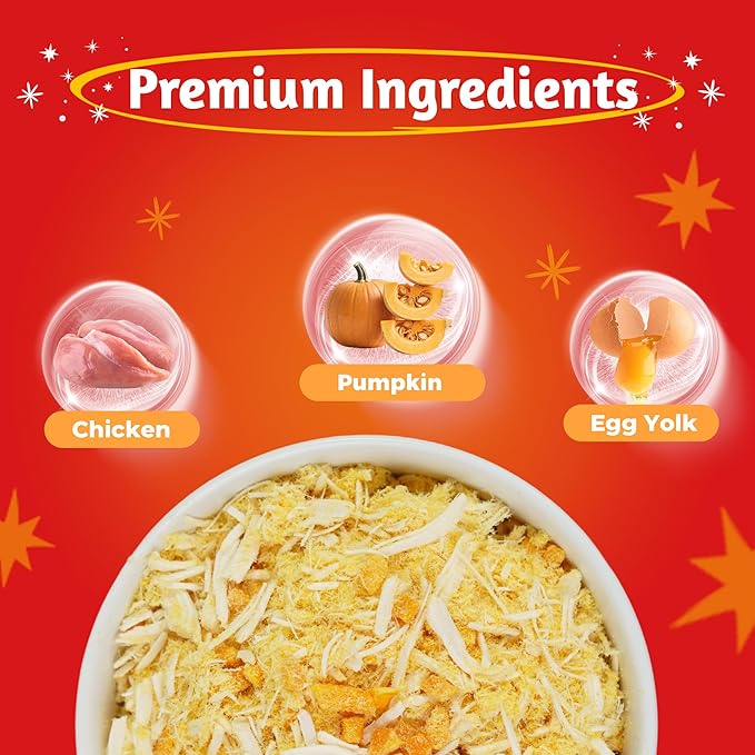 Just Try 8 OZ Pumpkin Freeze Dried Cat & Dog Food Toppers Mixers Low Calorie with Real Chicken Egg Yolk, High Protein Food Toppers Digestive Support