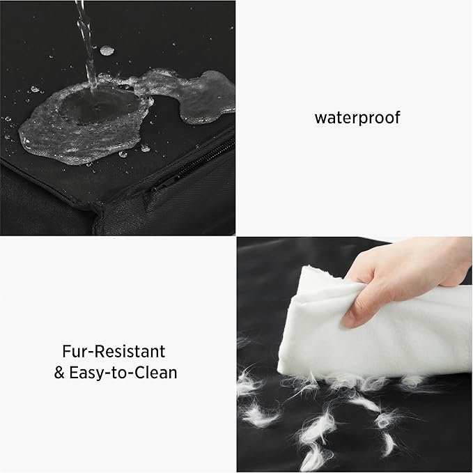 Lesure Outdoor Waterproof Dog Bed for Crate, Orthopedic Egg Crate Foam Pet Bed with Oxford Fabric Surface and Removable Cover, Machine Washable, 35''x22'', Black