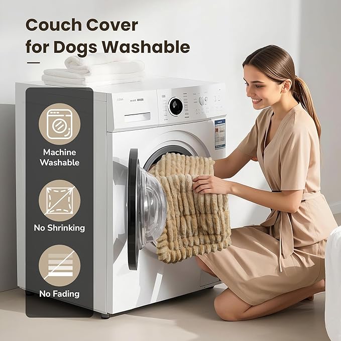 Dog Couch Cover Protector, Non-Slip Couch Covers for Dogs, Durable Pet Couch Covers for Sofa, Fuzzy Dog Blanket for Couch Bed Furniture Sofa, Washable & Pet Friendly