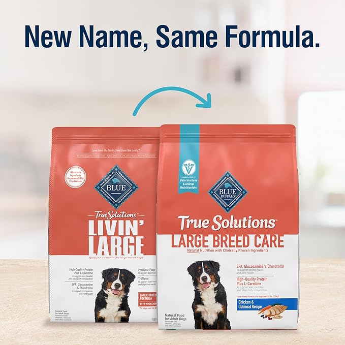 Blue Buffalo True Solutions Large Breed Care Natural Dry Dog Food for Adult Large Breed Dogs, Chicken, 11-lb. Bag