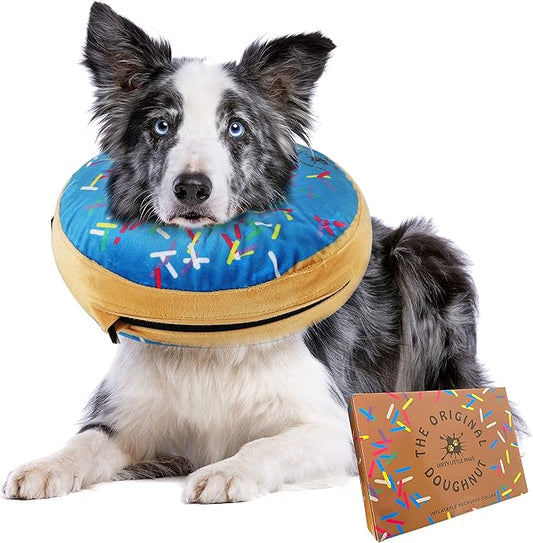 Dog Donut Collar | Alternative to Traditional or Soft Dog Cones | Inflatable Post-Surgery Cone for Small Dogs (Blue)