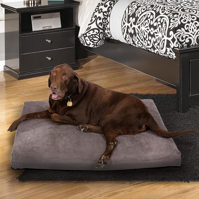 Pet Support Systems Orthopedic Dog Bed - Gel Memory Foam Pet Bed, Luxury Washable Dog Bed for Sleeping and Support (Removable Cover, Large Gray Dog Bed)