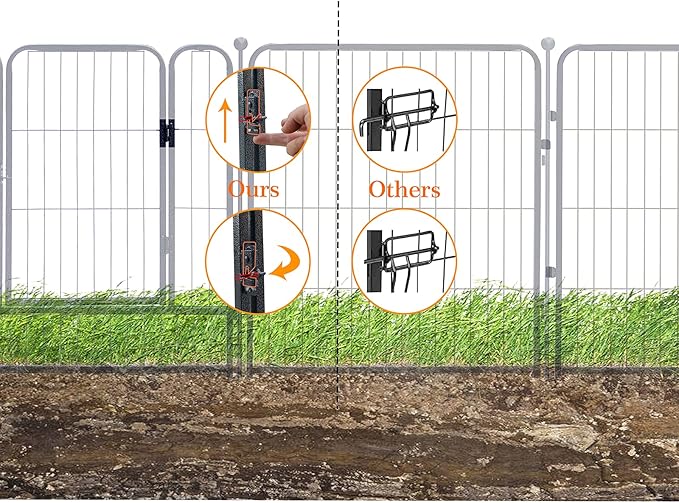 Dog Playpen,32/40/45 Inch Height in Heavy Duty, Folding Indoor Outdoor Anti-Rust Dog Exercise Fence, Portable Pet Playpen with Door for Large Medium Small Dogs and Pet (32 Panels, 32 Inch) Silver