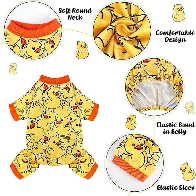 Dog Pajamas Soft Lightweight Dog Onesies Outfit Clothes for Small Medium Large Puppy Pjs for Pet Boys Girls Dogs Cats (3XL (Back: 24",Chest: 29.5", Neck: 19"), Duck)