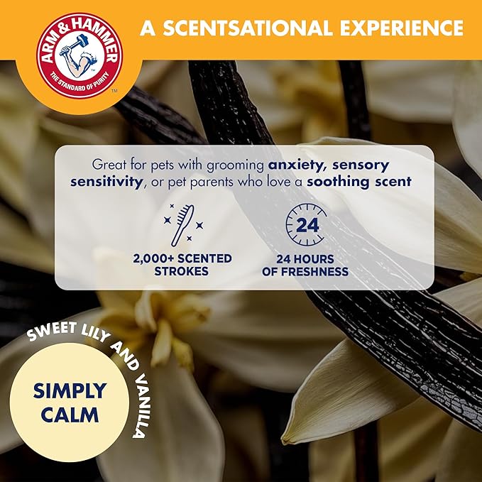 Arm & Hammer “Simply Calm” Dog Grooming Pin & Bristle Deodorizing Brush with Fragrance Transfer Technology – Scented 2-in-1 Brush for Detangling & Shedding, Sweet Lily & Vanilla Scent