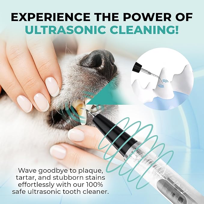 BRIGHT BITE™ | Ultrasonic Plaque Remover for Teeth | Dog Toothbrush; Cat Toothbrush | Quiet Tartar Remover | Dog Accessories | Teeth Cleaning Tools| Doggie Dental Scaler | Dental Tools | USB-C