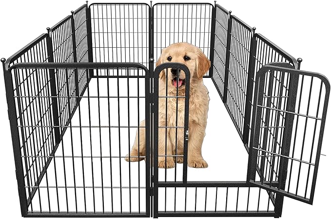 Dog Playpen Designed for Dogs, 32 inch 10 Panels.Perfect Dog Pen for Camping, Yard, RV, Garden Fence, Black (Black, 32inch, 10)