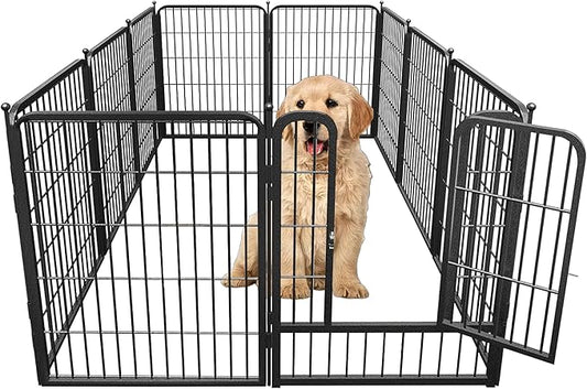 Dog Playpen Designed for Dogs, 32 inch 10 Panels.Perfect Dog Pen for Camping, Yard, RV, Garden Fence, Black (Black, 32inch, 10)