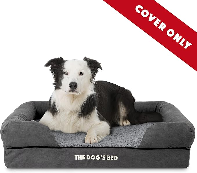 The Dog's Bed Replacement Outer Cover ONLY (Outer Cover ONLY - NO Bed, NO Waterproof Inner) for The Dog's Bed, Washable Plush Fabric, Large Grey Plush