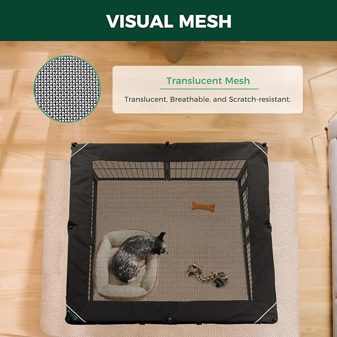 FXW Homeplus Unleashed Indoor Dog Playpen - Stress-Free and Safe Play, Heavy Duty 45 Inch 8 Panels with Playpen Cover for Large Dogs, Black│Patented